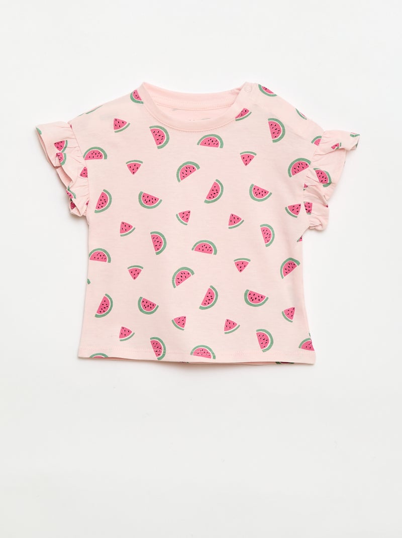 Pack de 2 t-shirts de manga curta em jersey de algodão Rosa - Kiabi