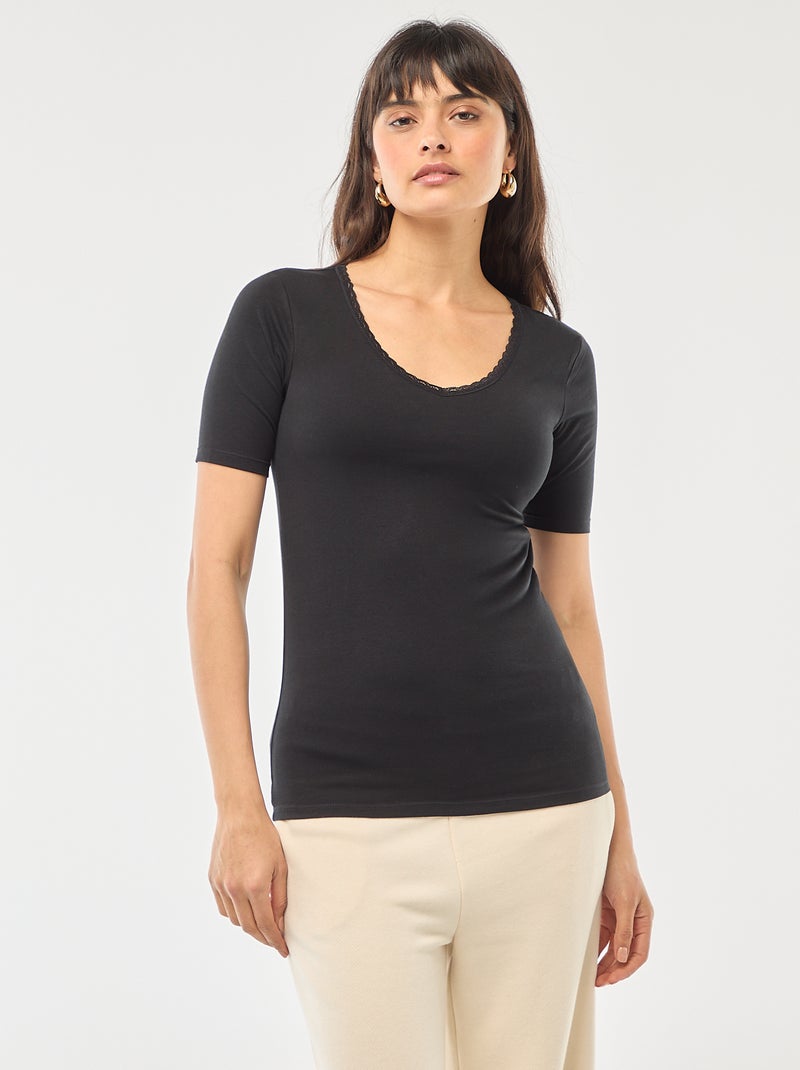 Pack de 2 t-shirts interiores PRETO - Kiabi