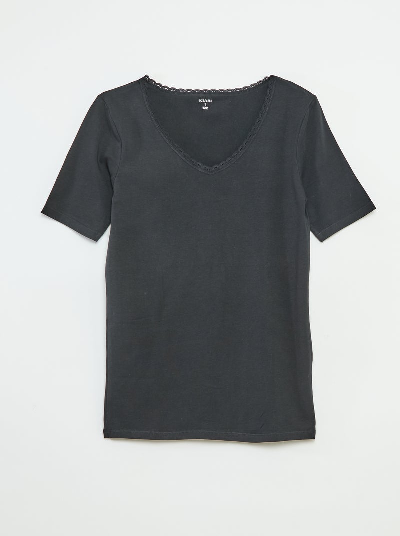 Pack de 2 t-shirts interiores PRETO - Kiabi