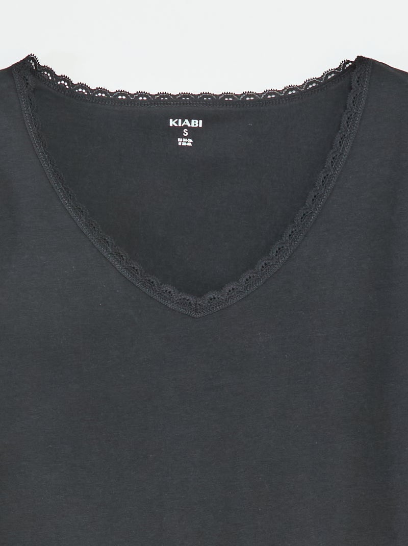 Pack de 2 t-shirts interiores PRETO - Kiabi