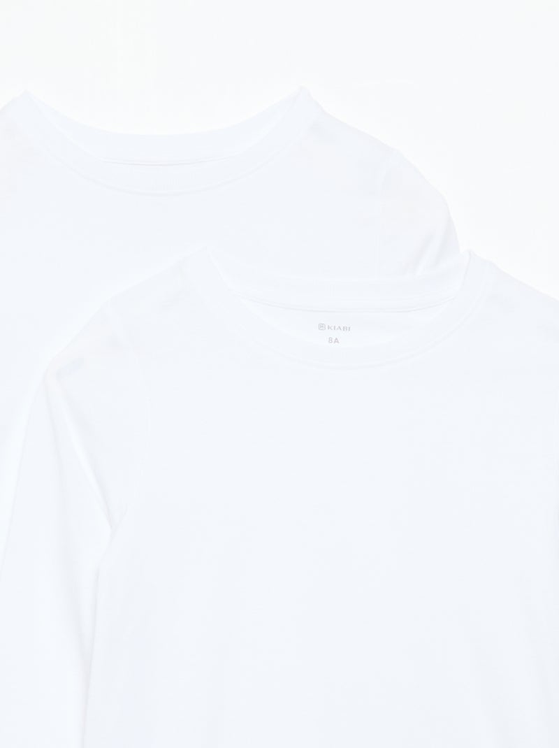 Pack de 2 t-shirts lisos de manga comprida Branco - Kiabi
