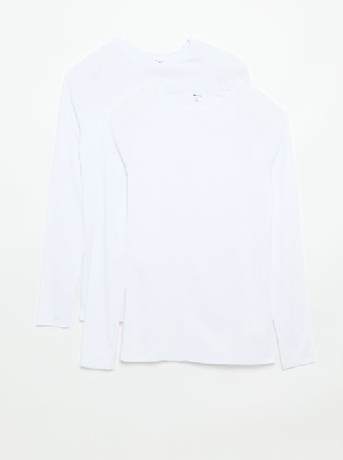 Pack de 2 T-shirts lisos de manga comprida - Kiabi Pack de 2 T-shirts lisos de manga comprida - Kiabi