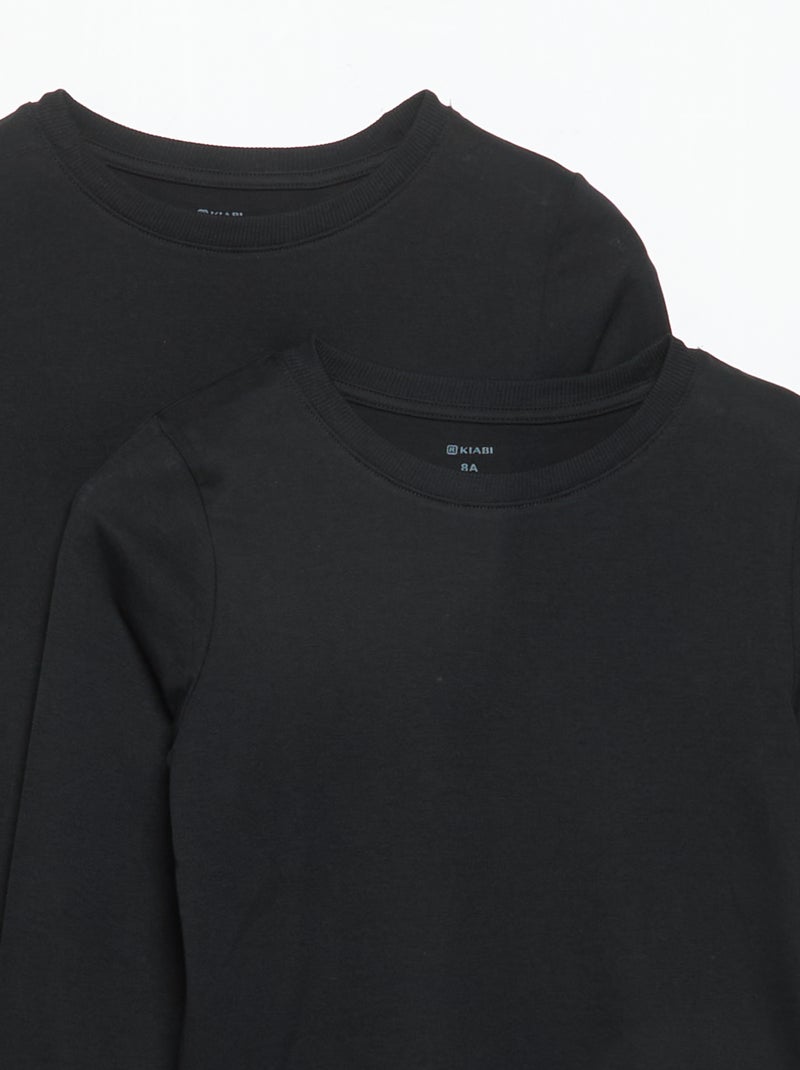 Pack de 2 t-shirts lisos de manga comprida Preto - Kiabi