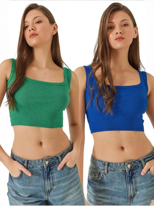 Pack de 2 tops de alças básicos lucci - Kiabi Pack de 2 tops de alças básicos lucci - Kiabi
