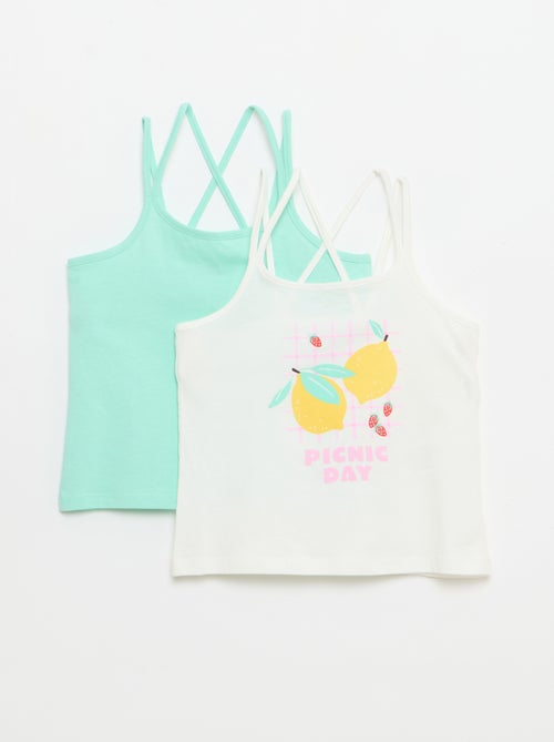 Pack de 2 tops, dos quais 1 estampado - Kiabi