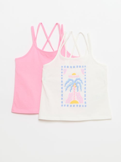 Pack de 2 tops, dos quais 1 estampado - Kiabi