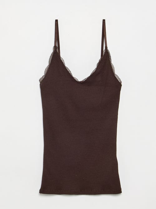 Pack de 2 tops em canelado com renda - Kiabi Pack de 2 tops em canelado com renda - Kiabi