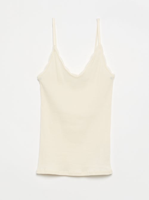 Pack de 2 tops em canelado com renda - Kiabi Pack de 2 tops em canelado com renda - Kiabi