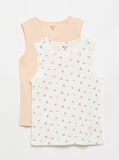 Pack de 2 tops em malha pointelle - Kiabi