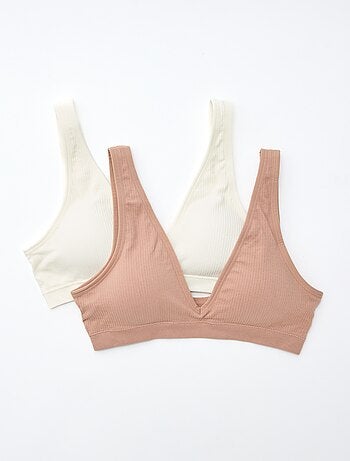 Conjunto de 2 tops sem costuras com textura canelada