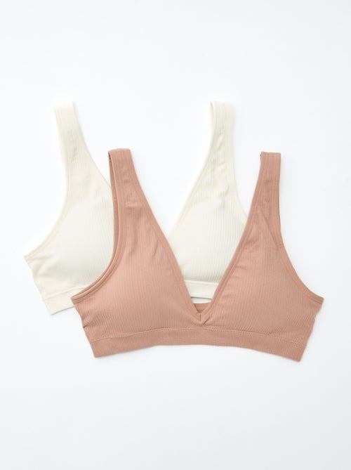 Pack de 2 tops interiores canelados sem costuras - Kiabi