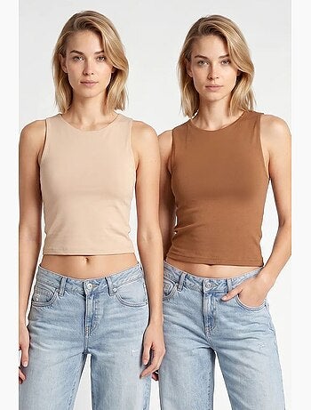 Pack de 2 tops justos curtos gola redonda istanbul