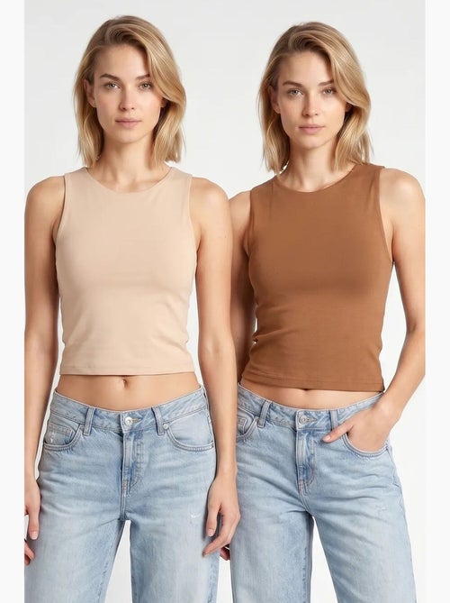 Pack de 2 tops justos curtos gola redonda istanbul - Kiabi