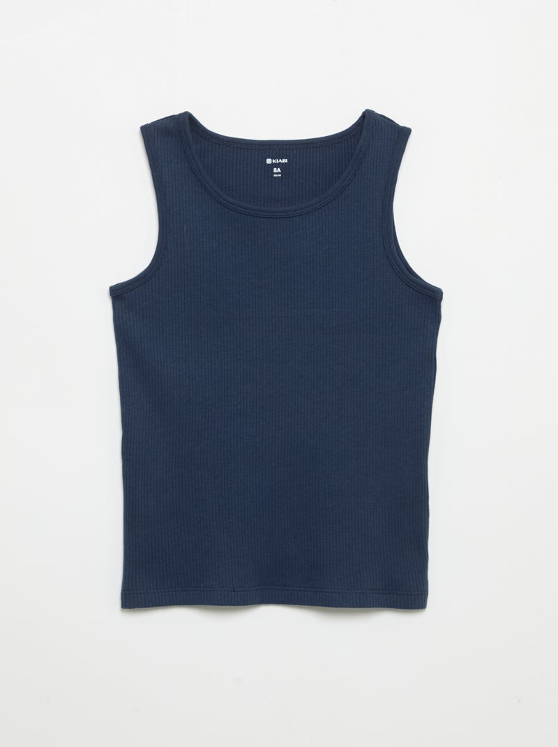 Pack de 2 tops lisos em canelado Azul - Kiabi