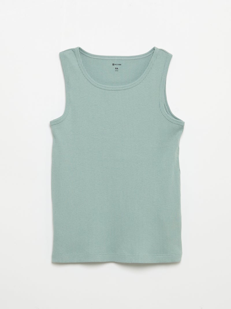 Pack de 2 tops lisos em canelado Verde - Kiabi