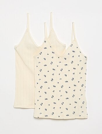 Pack de 2 tops pointelle estampados
