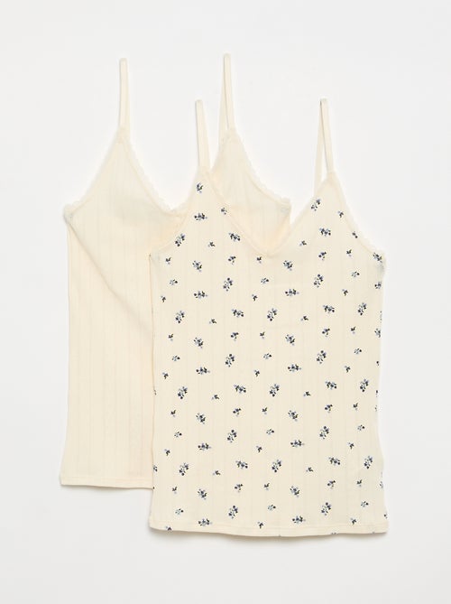 Pack de 2 tops pointelle estampados - Kiabi Pack de 2 tops pointelle estampados - Kiabi