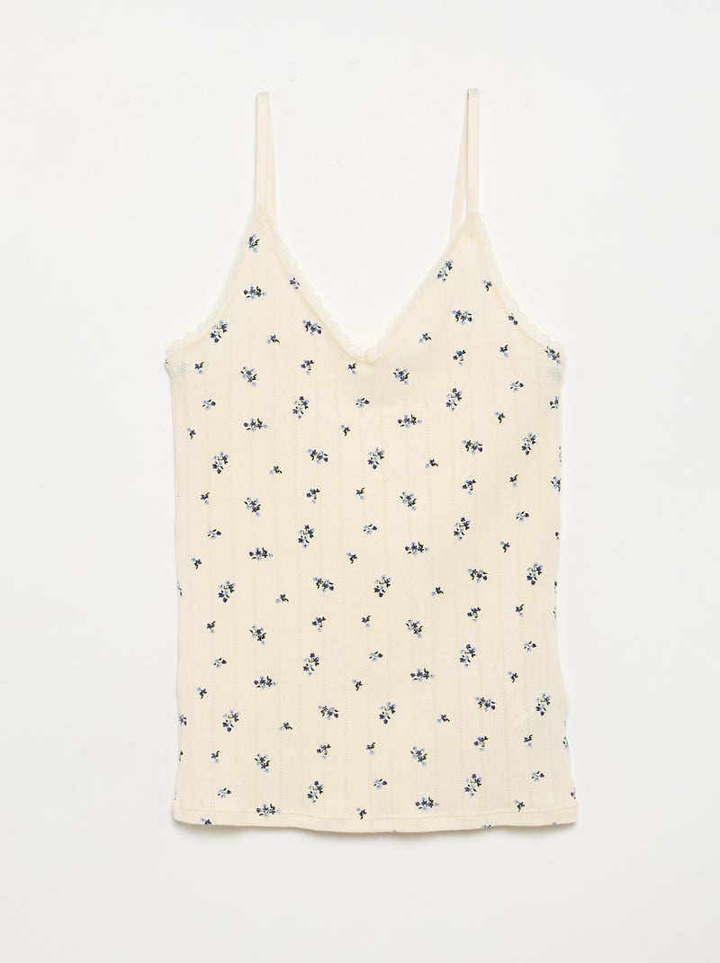 Pack de 2 tops pointelle estampados Branco - Kiabi