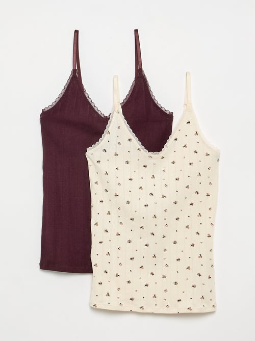 Pack de 2 tops pointelle estampados - Kiabi Pack de 2 tops pointelle estampados - Kiabi