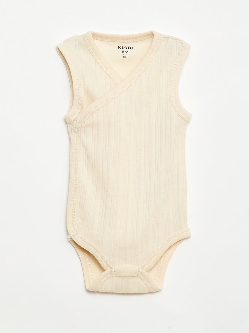 Pack de 3 bodies canelados Branco - Kiabi