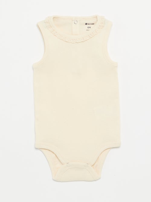Pack de 3 bodies com decote redondo e bordados - Kiabi