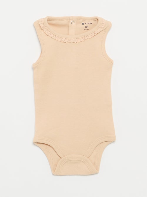 Pack de 3 bodies com decote redondo e bordados - Kiabi
