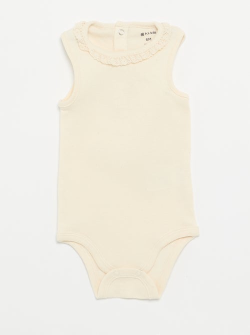 Pack de 3 bodies com decote redondo e bordados - Kiabi