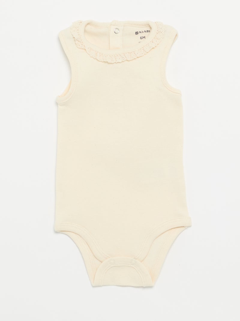 Pack de 3 bodies com decote redondo e bordados Branco - Kiabi