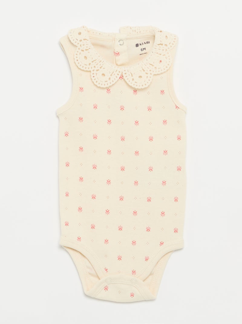 Pack de 3 bodies com decote redondo e bordados Branco - Kiabi