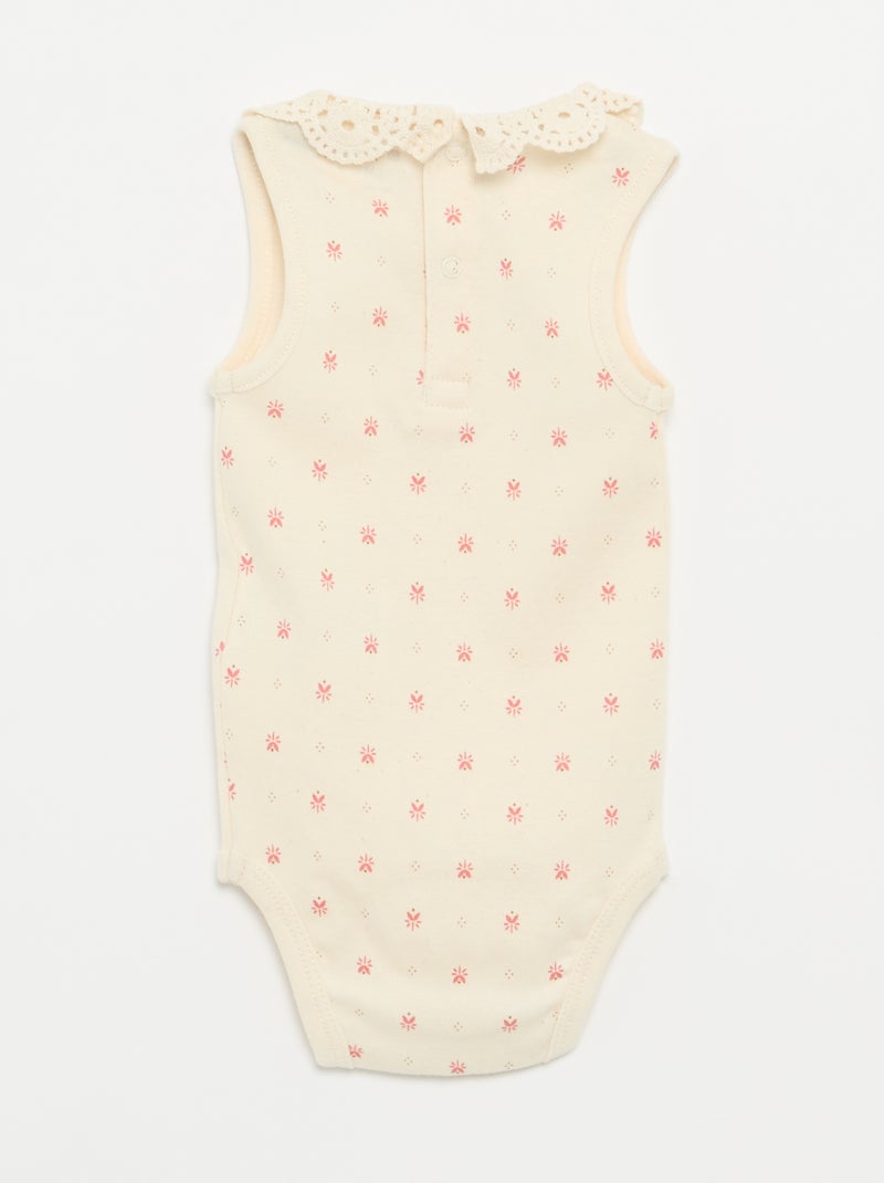 Pack de 3 bodies com decote redondo e bordados Branco - Kiabi
