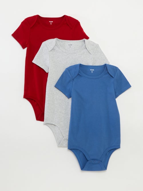 Pack de 3 bodies de algodão - coleção fácil de vestir - Kiabi