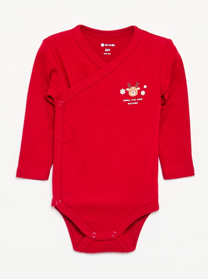 Pack de 3 bodies de Natal Vermelho - Kiabi