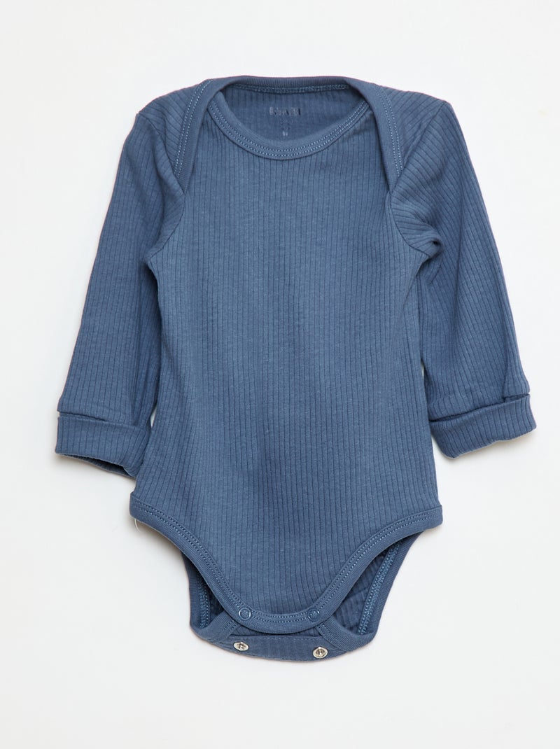 Pack de 3 bodies evolutivos gola americana e mangas compridas Azul - Kiabi