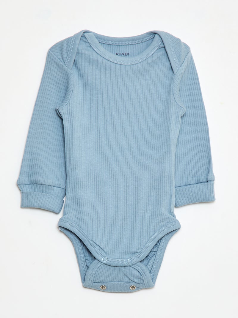 Pack de 3 bodies evolutivos gola americana e mangas compridas Azul - Kiabi