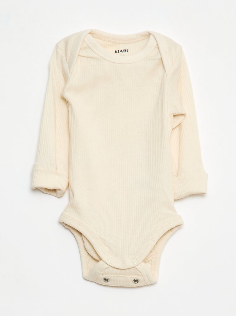 Pack de 3 bodies evolutivos gola americana e mangas compridas Bege - Kiabi