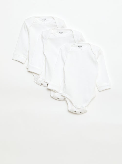 Pack de 3 bodies evolutivos gola americana e mangas compridas - Kiabi
