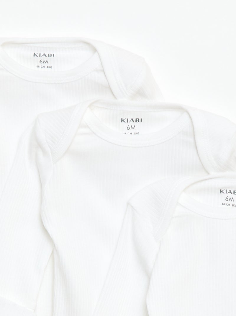 Pack de 3 bodies evolutivos gola americana e mangas compridas Branco - Kiabi