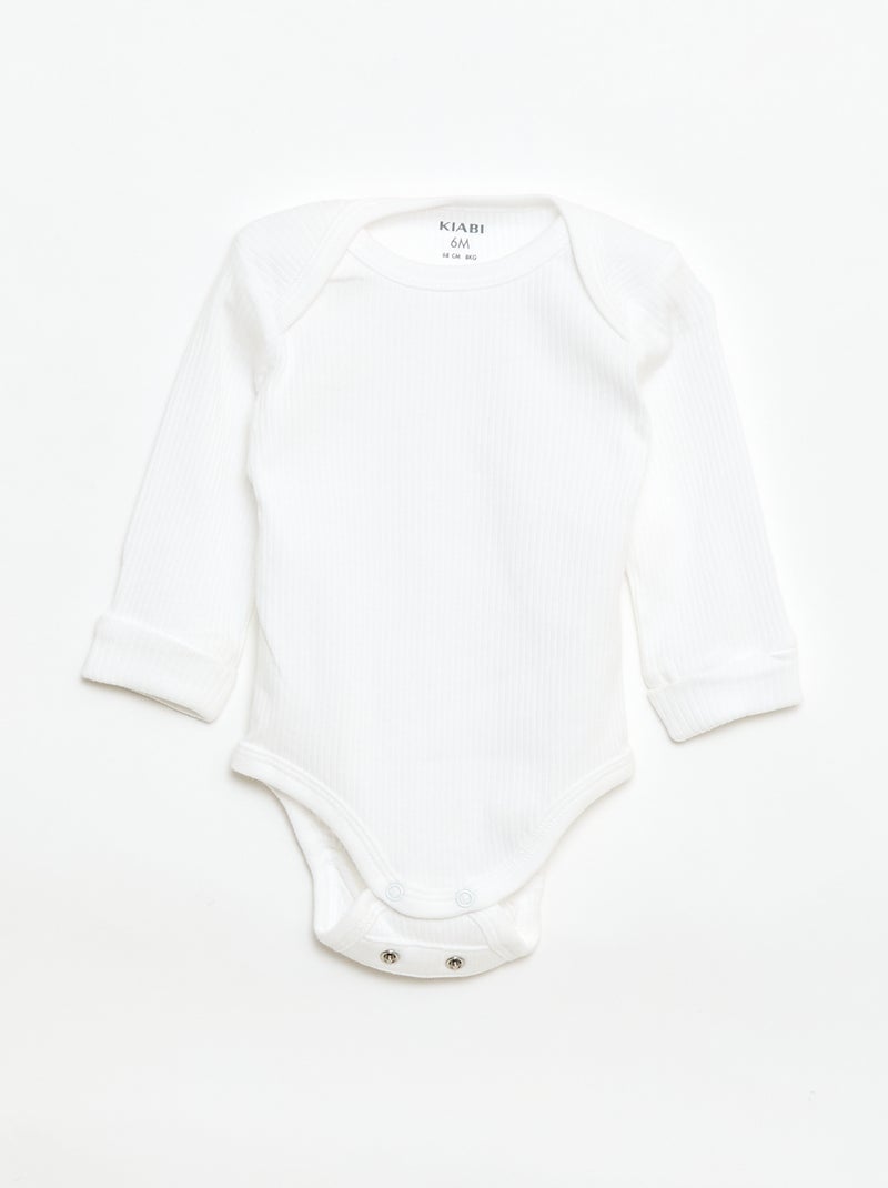 Pack de 3 bodies evolutivos gola americana e mangas compridas Branco - Kiabi