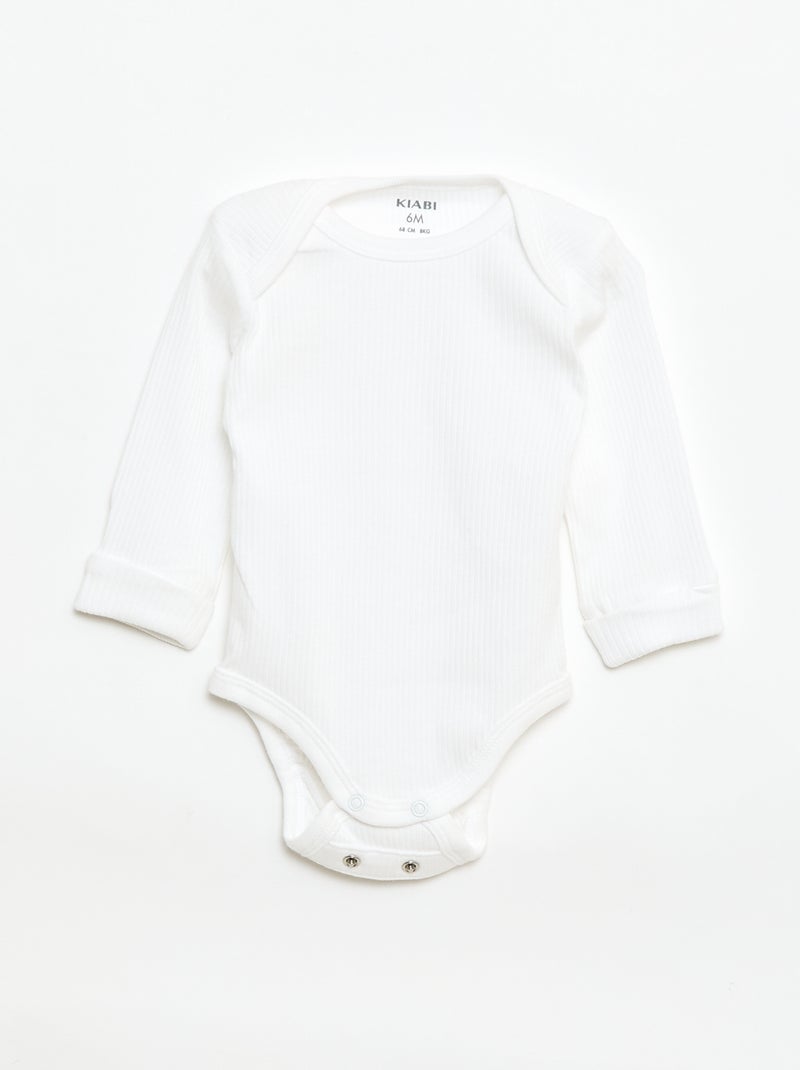 Pack de 3 bodies evolutivos gola americana e mangas compridas Branco - Kiabi