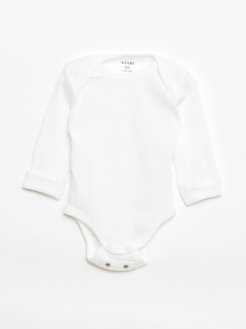 Pack de 3 bodies evolutivos gola americana e mangas compridas Branco - Kiabi