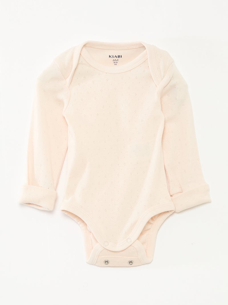 Pack de 3 bodies evolutivos gola americana e mangas compridas Rosa - Kiabi
