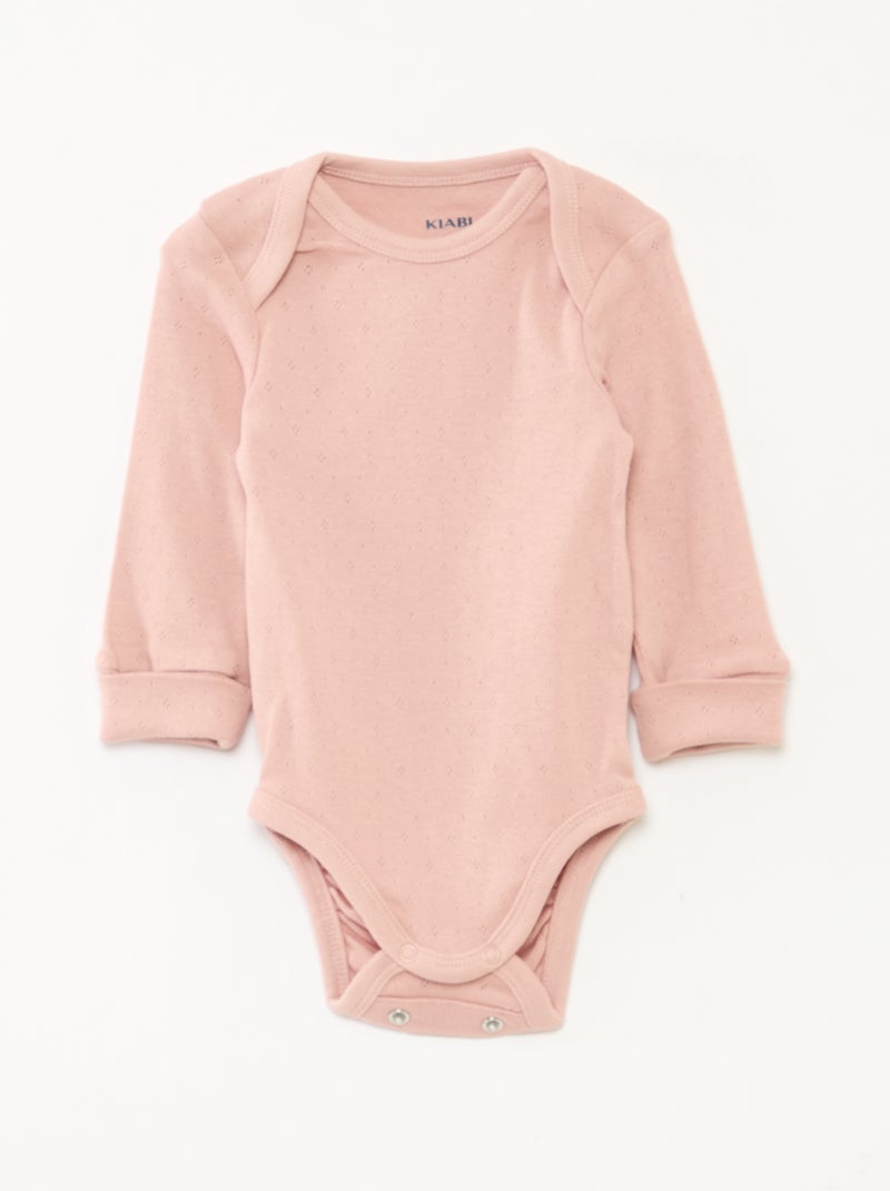 Pack de 3 bodies evolutivos gola americana e mangas compridas Rosa - Kiabi