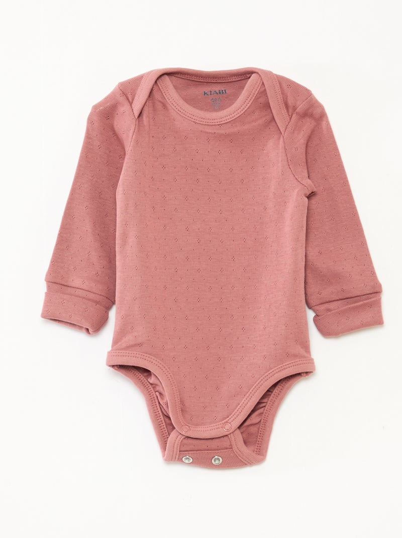 Pack de 3 bodies evolutivos gola americana e mangas compridas Rosa - Kiabi