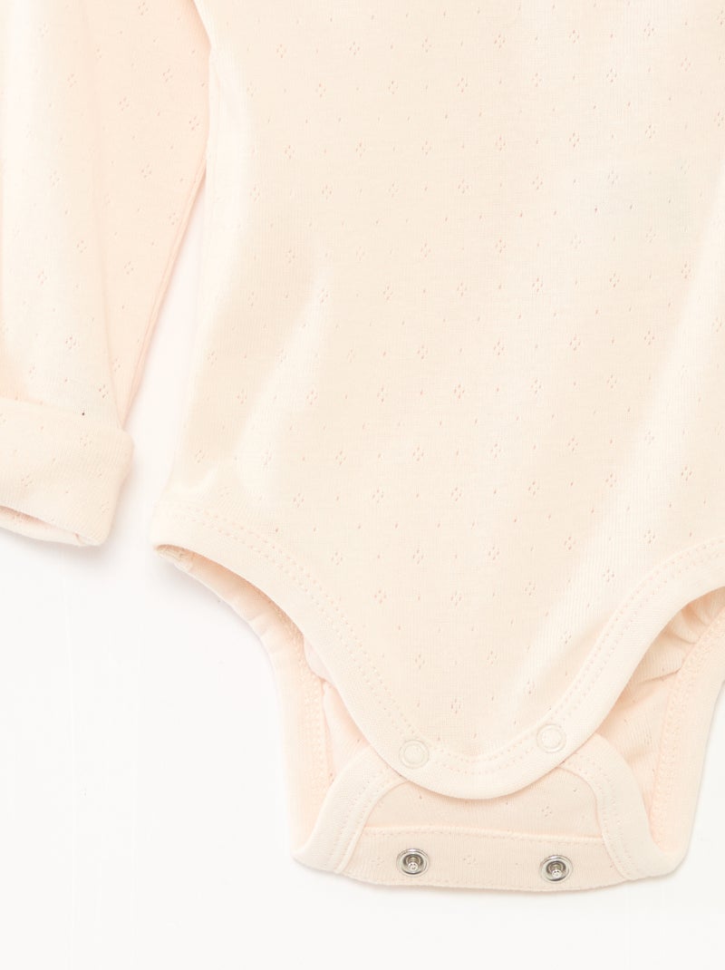 Pack de 3 bodies evolutivos gola americana e mangas compridas Rosa - Kiabi