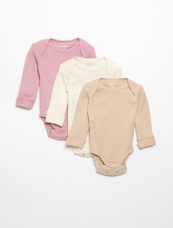 Pack de 3 bodies evolutivos gola americana e mangas compridas