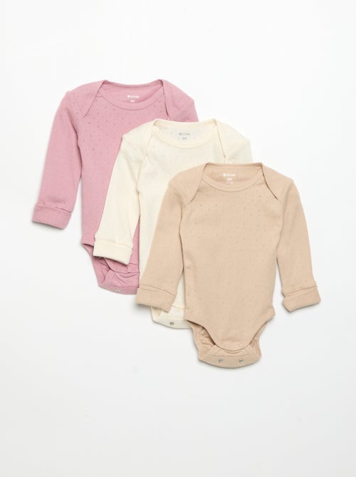 Pack de 3 bodies evolutivos gola americana e mangas compridas - Kiabi