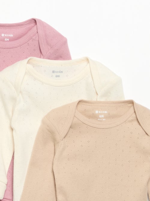 Pack de 3 bodies evolutivos gola americana e mangas compridas - Kiabi