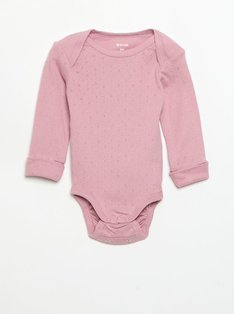 Pack de 3 bodies evolutivos gola americana e mangas compridas Rosa - Kiabi