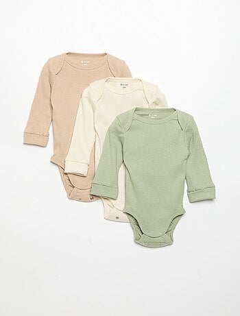 Pack de 3 bodies evolutivos gola americana e mangas compridas