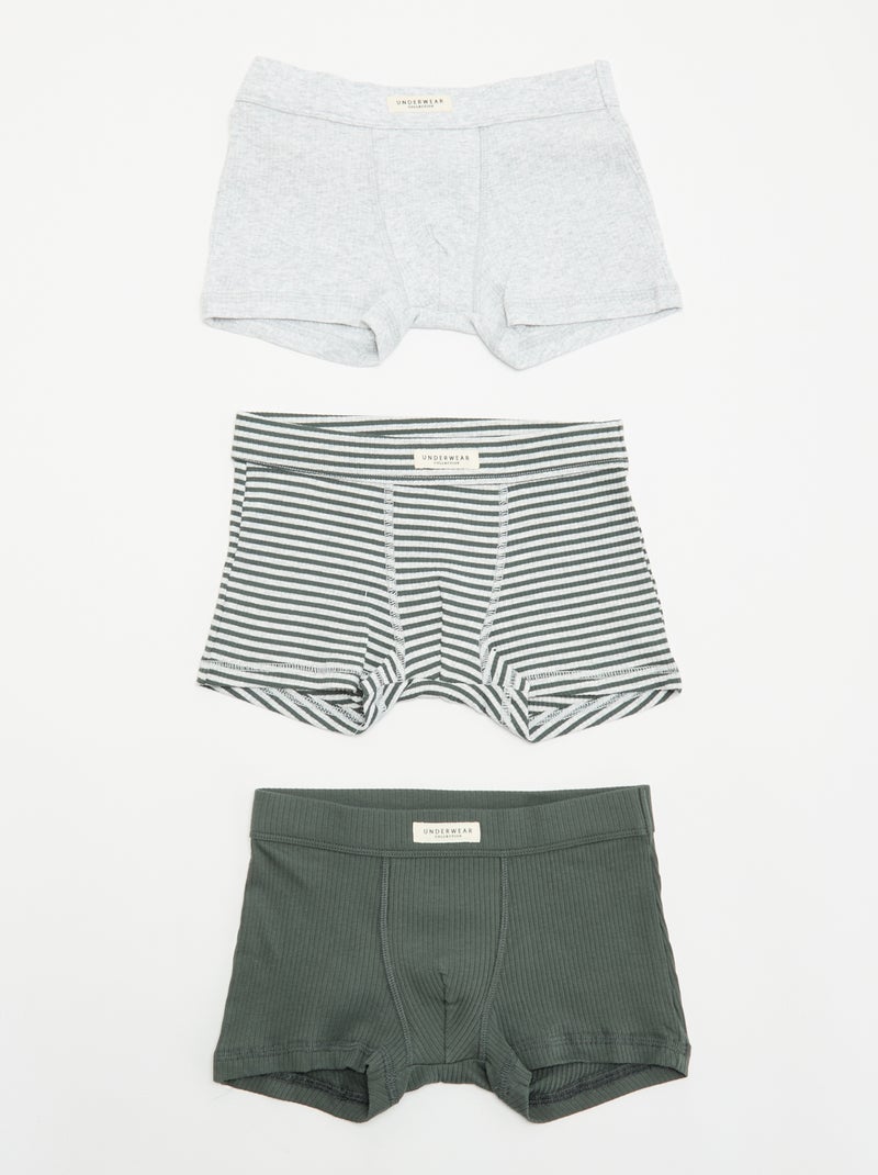 Pack de 3 boxers em malha canelada Caqui - Kiabi